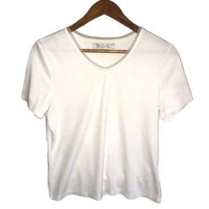 CAROLYN TAYLOR Short-Sleeve V-Neck Tee …